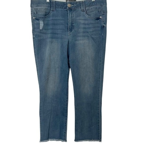 Democracy Ab Technology "Ab"solution Light Ankle Raw Hem Straight Jeans Plus 16 - Picture 1 of 5